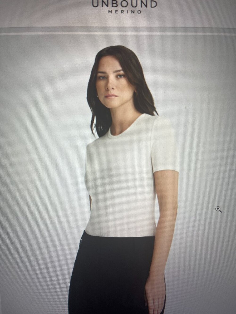unbound women's merino rib fitted crew neck t shirt fits like medium